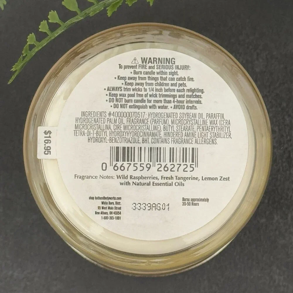 BBW Raspberry Tangerine White Barn Bath & Body Works Single Wick Candle - Picture 10 of 10